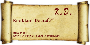 Kretter Dezső névjegykártya